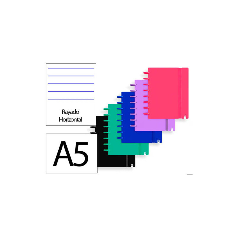 CUADERNO INGENIOX FOAM A5 80H RAYADO HORIZONTAL COLORES INTENSE SURTIDOS