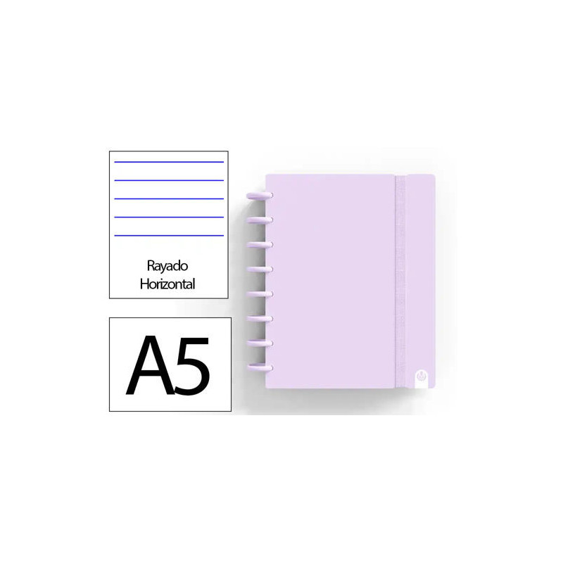 CUADERNO INGENIOX FOAM A5 80H RAYADO HORIZONTAL MALVA PASTEL