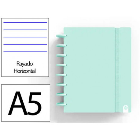 CUADERNO INGENIOX FOAM A5 80H RAYADO HORIZONTAL MENTA PASTEL