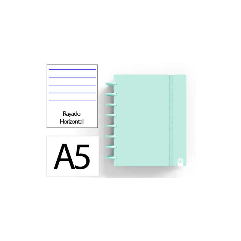 CUADERNO INGENIOX FOAM A5 80H RAYADO HORIZONTAL MENTA PASTEL