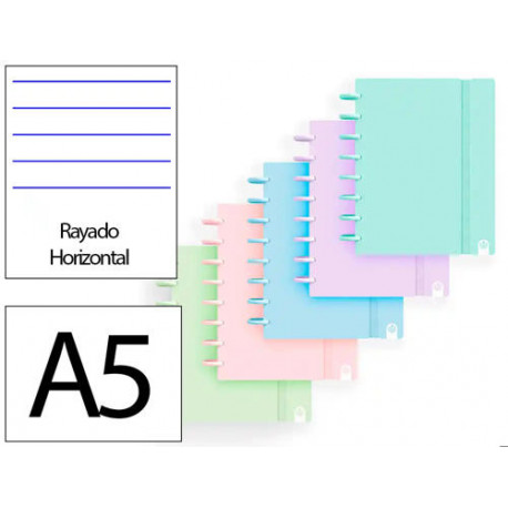 CUADERNO INGENIOX FOAM A5 80H RAYADO HORIZONTAL COLORES PASTEL SURTIDOS