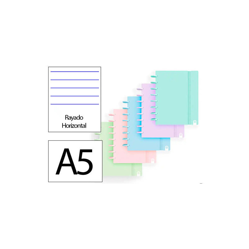 CUADERNO INGENIOX FOAM A5 80H RAYADO HORIZONTAL COLORES PASTEL SURTIDOS