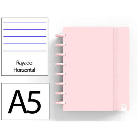CUADERNO INGENIOX FOAM A5 80H RAYADO HORIZONTAL ROSA PASTEL