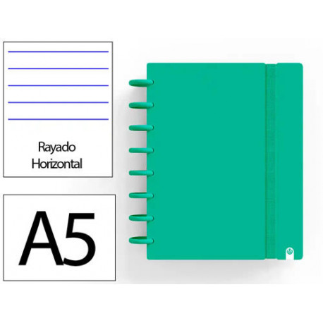 CUADERNO INGENIOX FOAM A5 80H RAYADO HORIZONTAL VERDE