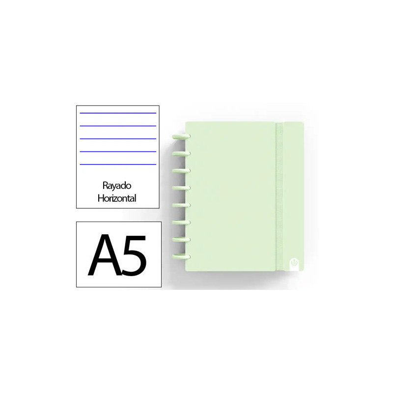 CUADERNO INGENIOX FOAM A5 80H RAYADO HORIZONTAL VERDE PASTEL