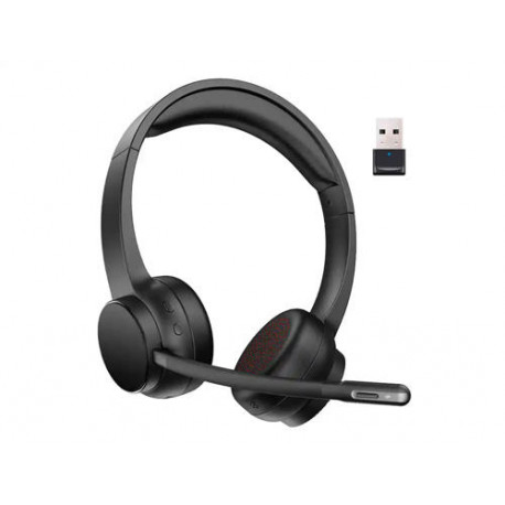 AURICULAR Q-CONNECT INALAMBRICO DIADEMA CON MICROFONO FLEXIBLE Y BOTON DE BLUETOOTH USB COLOR NEGRO