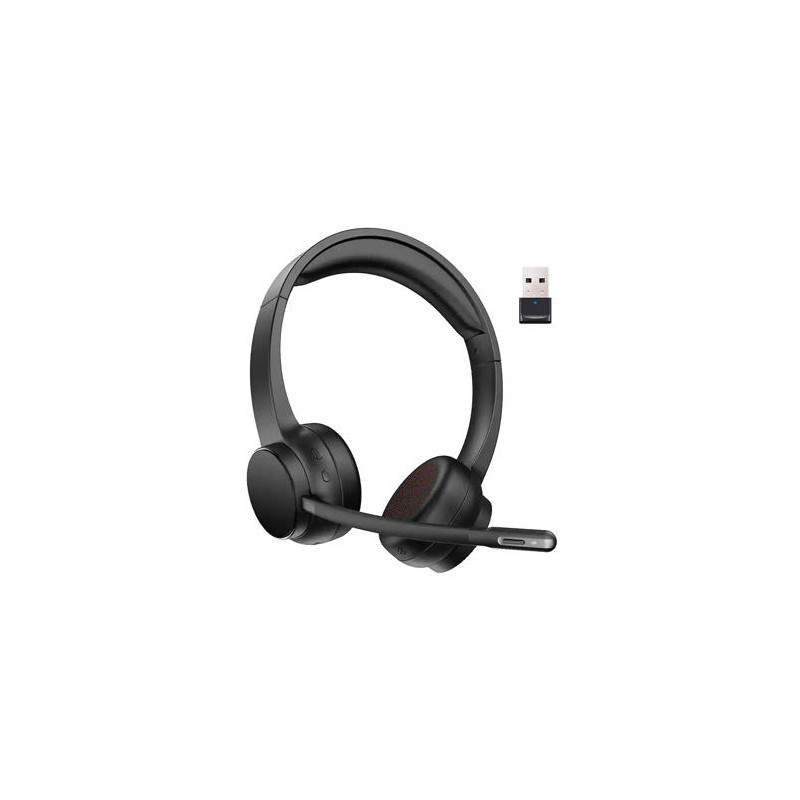 AURICULAR Q-CONNECT INALAMBRICO DIADEMA CON MICROFONO FLEXIBLE Y BOTON DE BLUETOOTH USB COLOR NEGRO