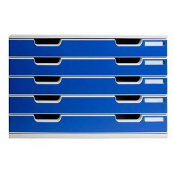 MODULO CAJONES SOBREMESA EXACOMPTA SYSTEM 5 CAJONES POLIESTIRENO DIN A3 AZUL/GRIS 350X288X320 MM