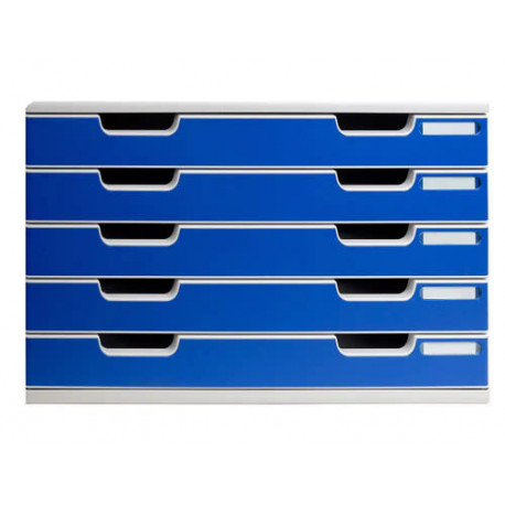 MODULO CAJONES SOBREMESA EXACOMPTA SYSTEM 5 CAJONES POLIESTIRENO DIN A3 AZUL/GRIS 350X288X320 MM