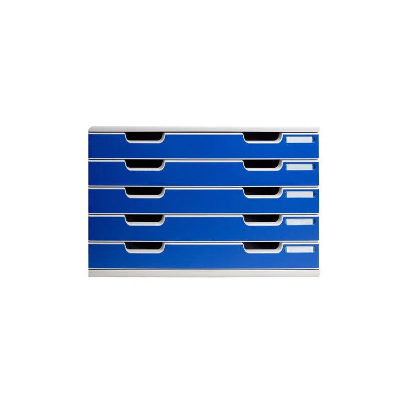 MODULO CAJONES SOBREMESA EXACOMPTA SYSTEM 5 CAJONES POLIESTIRENO DIN A3 AZUL/GRIS 350X288X320 MM
