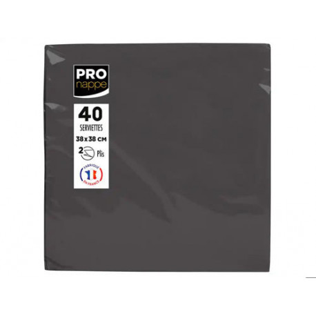 SERVILLETA PRONAPPE CELULOSA MICRO GROFADA 38X38 CM 2 CAPAS COLOR NEGRO PAQUETE DE 40 UNIDADES