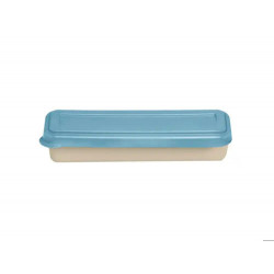 FIAMBRERA EXACOMPTA COLOR BEIG CON TAPA COLOR AZUL INCLUYE 3 CUBIERTOS REUTILIZABLES 205X65X40 MM