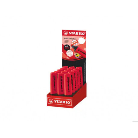 ROTULADOR STABILO BOSS FLUORESCENTE 70 ROJO REAL EXPOSITOR DE 15 UNIDADES