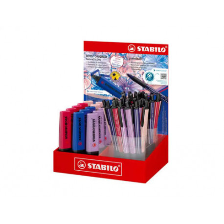 EXPOSITOR DE SOBREMESA STABILO COLORS WILDFLOWER 38 BOLIGRAFOS + 15 ROTULADORES FLUORESCENTE BOSS