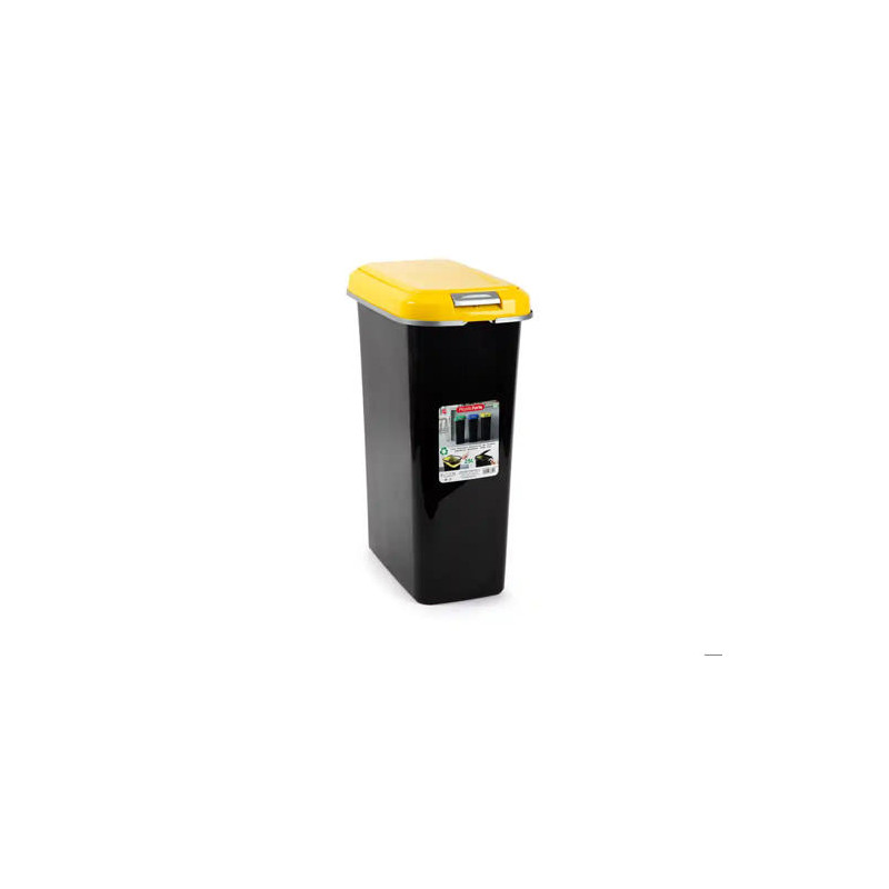 CONTENEDOR PARA RECICLAJE PLASTICFORTE 25 L CON TAPA COLOR AMARILLO PARCHIS
