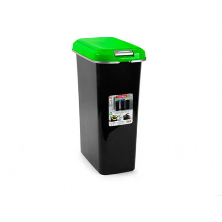 CONTENEDOR PARA RECICLAJE PLASTICFORTE 25 L CON TAPA COLOR VERDE PARCHIS