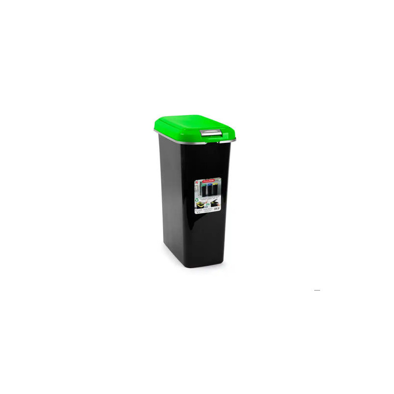 CONTENEDOR PARA RECICLAJE PLASTICFORTE 25 L CON TAPA COLOR VERDE PARCHIS