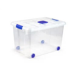 CONTENEDOR DE PLASTICO PLASTICFORTE 55 LITROS N 4 TRANSPARENTE CON TAPA 590X400X350 MM