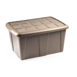 CONTENEDOR DE PLASTICO PLASTICFORTE 60 LITROS N 18 BEIG CON TAPA 630X450X320 MM
