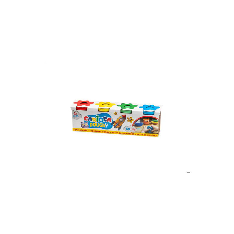 PASTA PARA MODELAR CARIOCA DOUGHY 110 GR CAJA DE 4 UNIDADES COLORES SURTIDOS