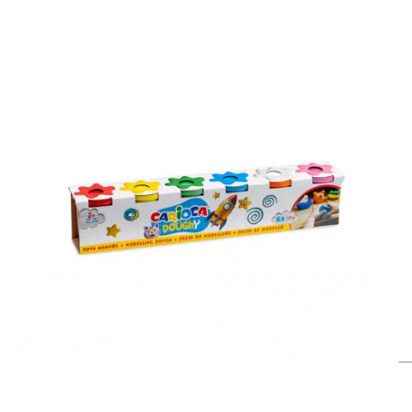 PASTA PARA MODELAR CARIOCA DOUGHY 120 GR CAJA DE 6 UNIDADES COLORES SURTIDOS