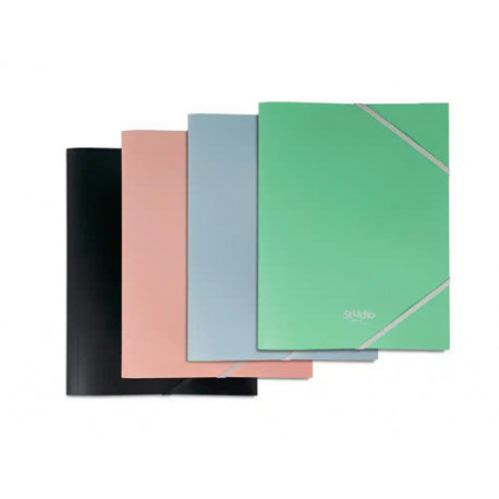 CARPETA PARDO STUDIO STYLE GOMAS SOLAPAS POLIPROPILENO EXPOSITOR DE 48 UNIDADES COLORES PASTEL SURTI