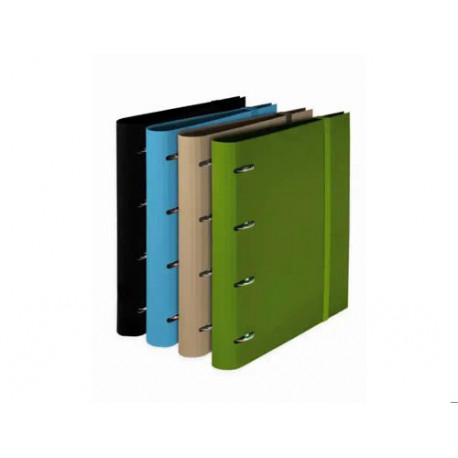 CARPETA PARDO 4 ANILLAS 35 MM CARTON COMPACTO DIN A4 RECAMBIO 120 H 90 GR EXPOSITOR 8 UNIDADES COLOR