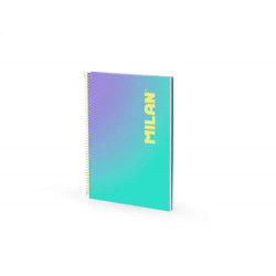 CUADERNO ESPIRAL MILAN COLECCION SUNSET DIN A4 TAPA DURA 90 HOJAS 95 GR CUADRICULA 5 MM VERDE