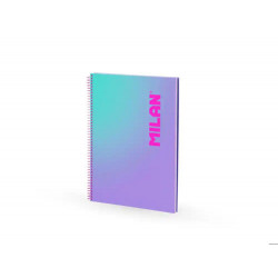 CUADERNO ESPIRAL MILAN COLECCION SUNSET DIN A4 TAPA DURA 90 HOJAS 95 GR CUADRICULA 5 MM LILA