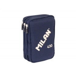 PLUMIER ESCOLAR MILAN 430 SINCE 1918 TRIPLE CREMALLERA CON ACCESORIOS COLOR AZUL 200X75X135 MM