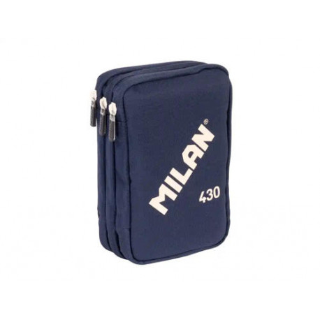 PLUMIER ESCOLAR MILAN 430 SINCE 1918 TRIPLE CREMALLERA CON ACCESORIOS COLOR AZUL 200X75X135 MM