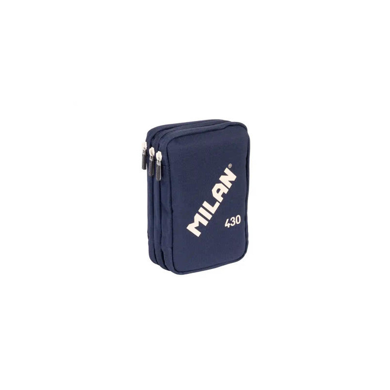 PLUMIER ESCOLAR MILAN 430 SINCE 1918 TRIPLE CREMALLERA CON ACCESORIOS COLOR AZUL 200X75X135 MM