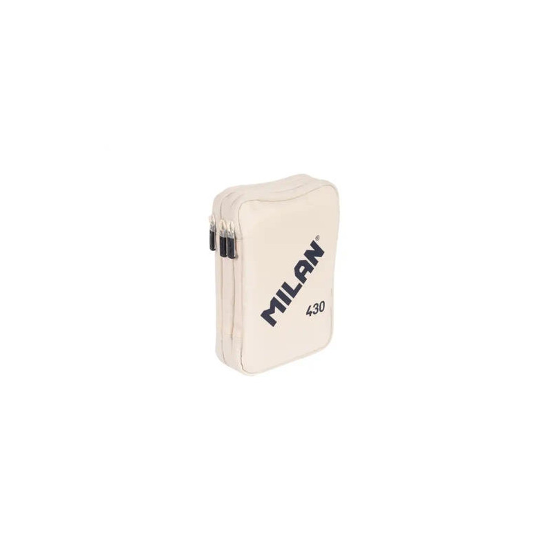 PLUMIER ESCOLAR MILAN 430 SINCE 1918 TRIPLE CREMALLERA CON ACCESORIOS COLOR BEIG 200X75X135 MM