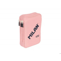 PLUMIER ESCOLAR MILAN 430 SINCE 1918 TRIPLE CREMALLERA CON ACCESORIOS COLOR ROSA 200X75X135 MM