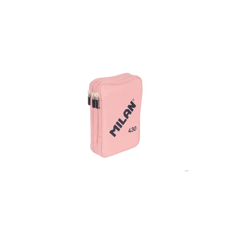 PLUMIER ESCOLAR MILAN 430 SINCE 1918 TRIPLE CREMALLERA CON ACCESORIOS COLOR ROSA 200X75X135 MM