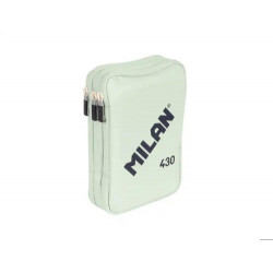 PLUMIER ESCOLAR MILAN 430 SINCE 1918 TRIPLE CREMALLERA CON ACCESORIOS COLOR VERDE 200X75X135 MM