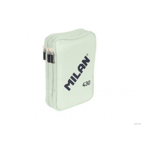 PLUMIER ESCOLAR MILAN 430 SINCE 1918 TRIPLE CREMALLERA CON ACCESORIOS COLOR VERDE 200X75X135 MM