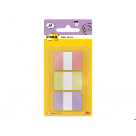 BANDERITAS SEPARADORAS RIGIDAS DISPENSADOR POST-IT INDEX STRONG 686-3 SUN 25,4X38.1 MM PACK DE 36