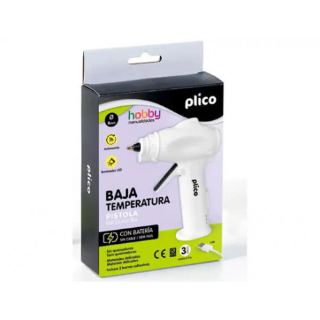 PISTOLA DE SILICONA MINI PLICO BAJA TEMPERATURA CON BATERIA Y LED 25W