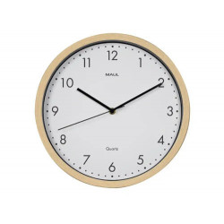 RELOJ MAUL GRAIN DE PARED REDONDO 30 CM DIAMETRO CUARZO MARCO MADERA NATURAL CLARA