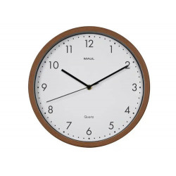 RELOJ MAUL GRAIN DE PARED REDONDO 30 CM DIAMETRO CUARZO MARCO MADERA OSCURA