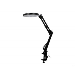 LAMPARA DE ESCRITORIO Q-CONNECT HADAR LED 8W 380LM ALUMINIO CON PINZA Y LUPA BRAZO DOBLE COLOR NEGRO