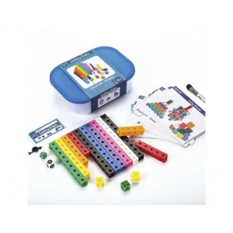 CUBO ENGARZABLE PARA JUEGOS MATEMATICOS SET DE 100 UNIDADES EN 10 COLORES SURTIDOS + 3 AÑOS