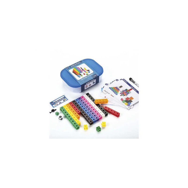 CUBO ENGARZABLE PARA JUEGOS MATEMATICOS SET DE 100 UNIDADES EN 10 COLORES SURTIDOS + 3 AÑOS