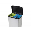 CONTENEDOR PLASTICO CEP ELITE CON TAPA Y PEDAL DOS COMPARTIMENTOS 50 L COLOR PLATA 390X288X654 MM