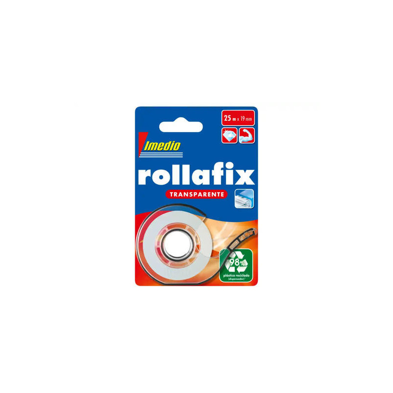 MINIPORTARROLLO IMEDIO ROLLAFIX TRANSPARENTE PARA CINTA 25 M X 19 MM
