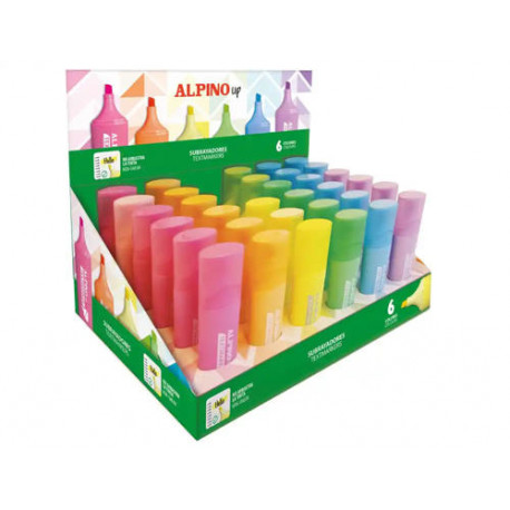 ROTULADOR FLUORESCENTE ALPINO UP EXPOSITOR DE 36 UNIDADES COLORES SURTIDOS