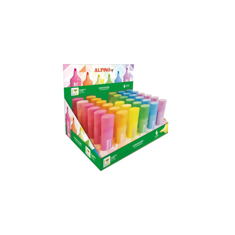 ROTULADOR FLUORESCENTE ALPINO UP EXPOSITOR DE 36 UNIDADES COLORES SURTIDOS