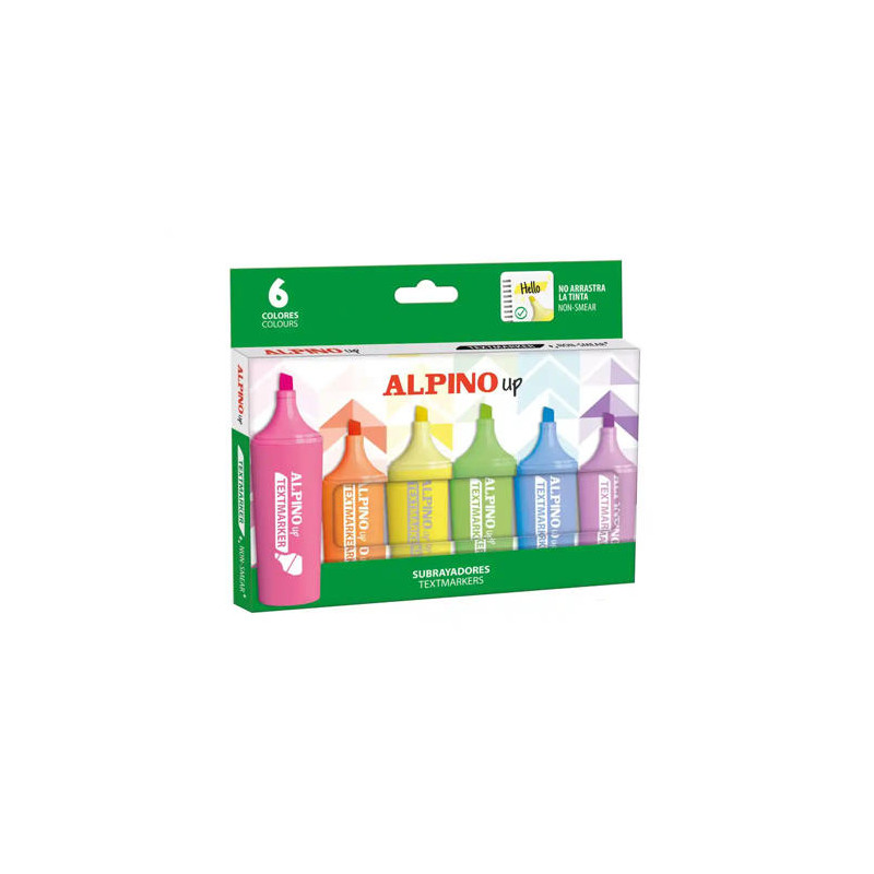 ROTULADOR FLUORESCENTE ALPINO UP CAJA DE 6 UNIDADES COLORES SURTIDOS