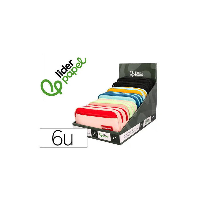 ESTUCHE PORTATODO LIDERPAPEL DUO 2 CREMALLERAS CON BOLSILLO FRONTAL 220X90X50 MM
